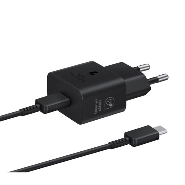 Samsung 25W USB-C GaN Väggladdare + Typ-C 1m Kabel - Svart